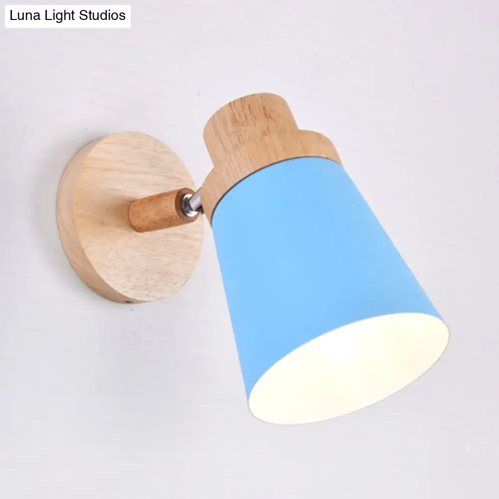Nordic Style Rotatable Wall Lamp For Baby Room With Coolie Shade And Metal Base