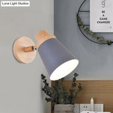 Nordic Style Rotatable Wall Lamp For Baby Room With Coolie Shade And Metal Base