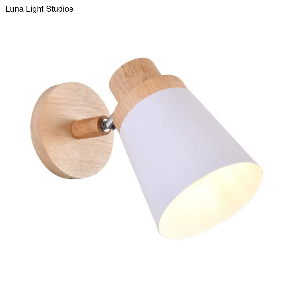 Nordic Style Rotatable Wall Lamp For Baby Room With Coolie Shade And Metal Base