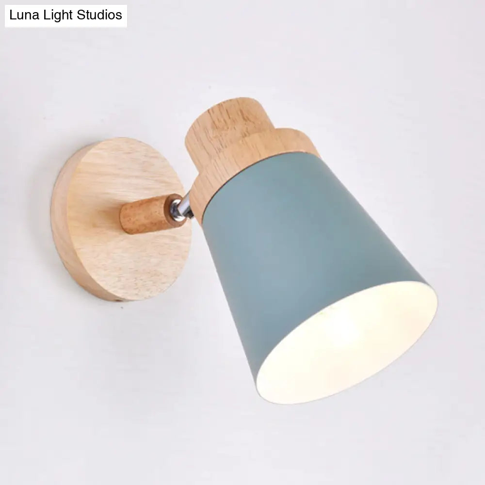 Nordic Style Rotatable Wall Lamp For Baby Room With Coolie Shade And Metal Base