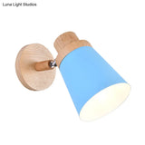 Nordic Style Rotatable Wall Lamp For Baby Room With Coolie Shade And Metal Base