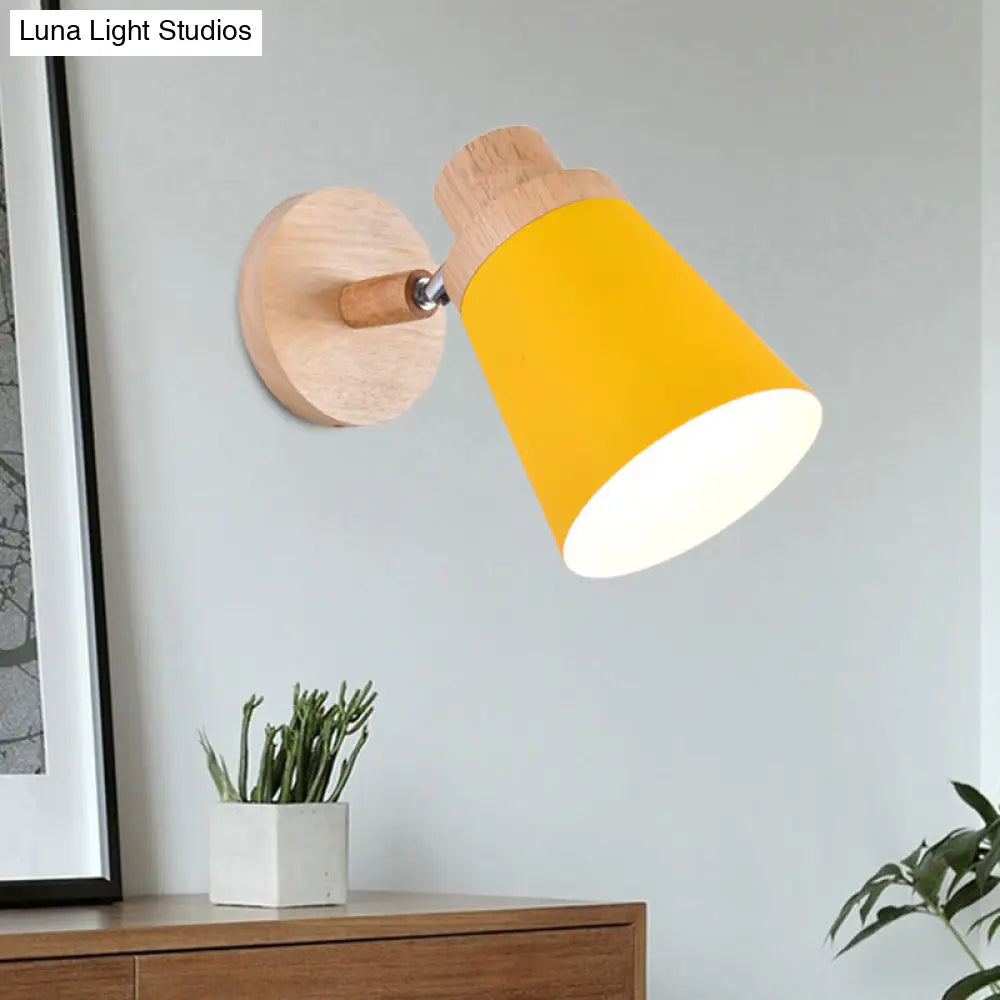 Nordic Style Rotatable Wall Lamp For Baby Room With Coolie Shade And Metal Base