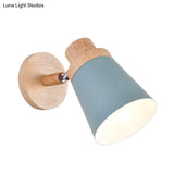 Nordic Style Rotatable Wall Lamp For Baby Room With Coolie Shade And Metal Base