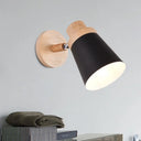 Nordic Style Rotatable Wall Lamp For Baby Room With Coolie Shade And Metal Base Black