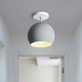 Nordic Style Round Ceiling Flush Mount Light With Metal Aisle Close To Lighting Grey