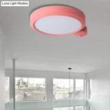 Nordic Style Round Flushmount Led Ceiling Light In Blue/Red/Yellow With Metal Finish - Available