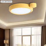 Nordic Style Round Flushmount Led Ceiling Light In Blue/Red/Yellow With Metal Finish - Available