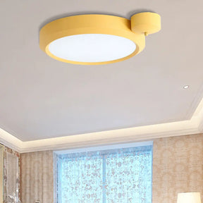 Nordic Style Round Flushmount Led Ceiling Light In Blue/Red/Yellow With Metal Finish - Available