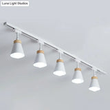 Nordic Style Semi Flush Mount Spotlight - Living Room Track Light With Cone Metal Shade Various