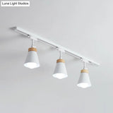 Nordic Style Semi Flush Mount Spotlight - Living Room Track Light With Cone Metal Shade Various