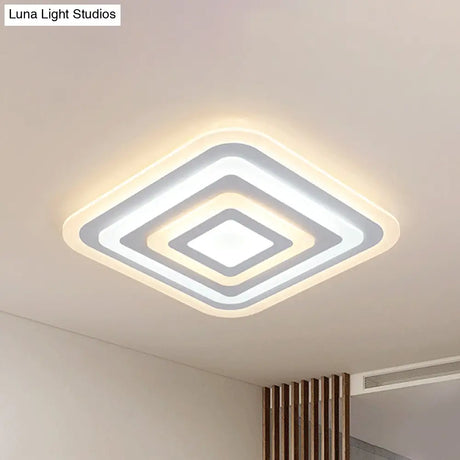 Nordic Style Square Acrylic Ceiling Lamp - 4 - Layer Design With 19.5’/35.5’ W Led Flush Light