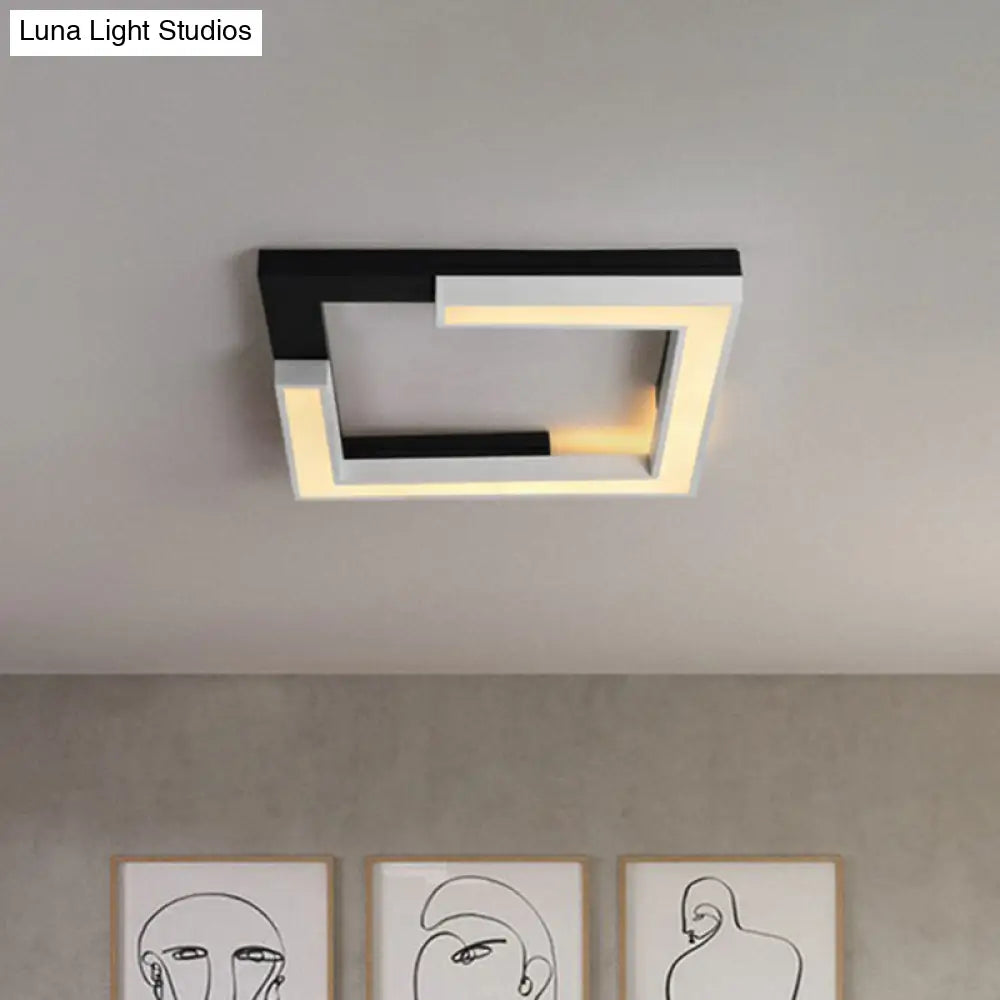 Nordic Style Square Acrylic Led Ceiling Lamp - Minimalist Black And White Flush Mount Lighting For