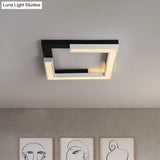 Nordic Style Square Acrylic Led Ceiling Lamp - Minimalist Black And White Flush Mount Lighting For