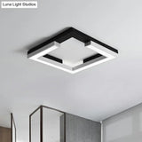 Nordic Style Square Acrylic Led Ceiling Lamp - Minimalist Black And White Flush Mount Lighting For