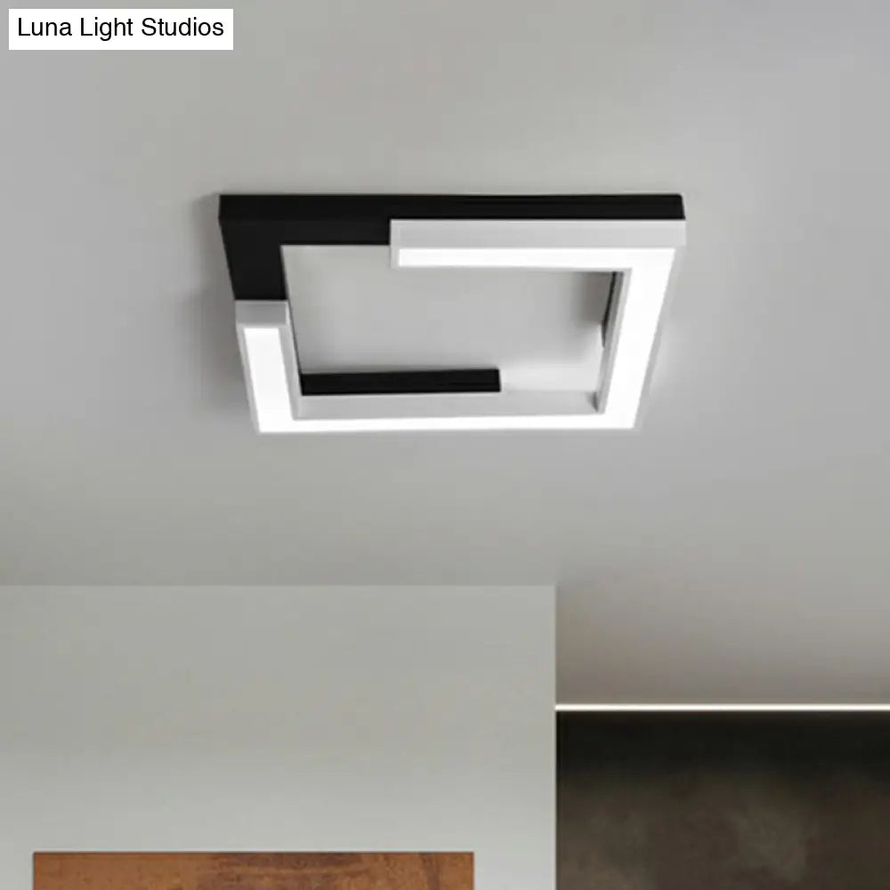 Nordic Style Square Acrylic Led Ceiling Lamp - Minimalist Black And White Flush Mount Lighting For