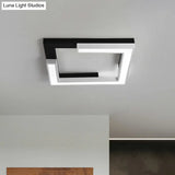 Nordic Style Square Acrylic Led Ceiling Lamp - Minimalist Black And White Flush Mount Lighting For