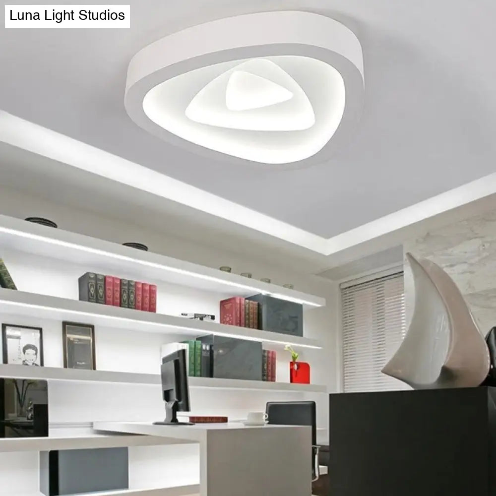 Nordic Style Triangle Ceiling Light - Acrylic White Led With Remote Control Dimming (16.5 Or 19/20.5