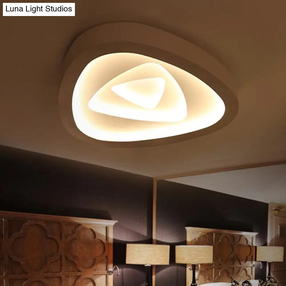 Nordic Style Triangle Ceiling Light - Acrylic White Led With Remote Control Dimming (16.5’ Or