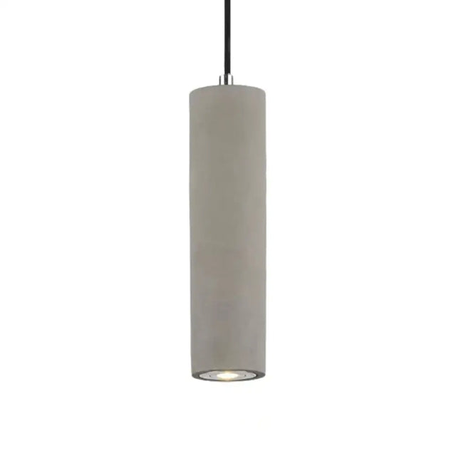 Nordic Style Cement Tube Pendant Lighting - 10/19.5 1 Light Grey Hanging Ceiling In Warm/White