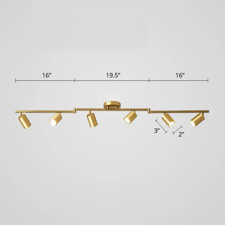 Nordic Style Tubular Metal Flush Mount 6 - Light Ceiling Spotlight For Living Room Gold