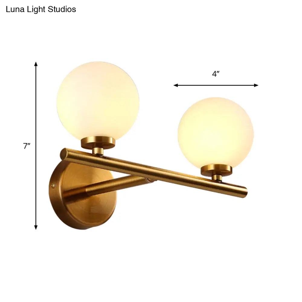 Nordic Style Wall Sconce Light Gold Orb With Glass Shade - Elegant Mount Lighting