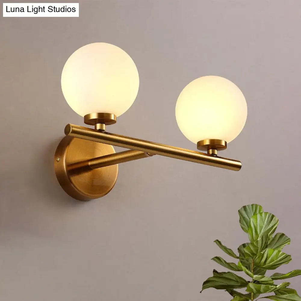 Nordic Style Wall Sconce Light Gold Orb With Glass Shade - Elegant Mount Lighting