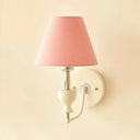 Nordic Style Wall Sconce Light With Tapered Fabric Shade - Ideal For Hallways Pink