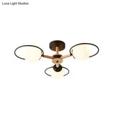 Nordic Style White Sphere Ceiling Light With Frosted Glass Shade - Elegant Dining Room Mount Ring
