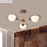 Nordic Style White Sphere Ceiling Light With Frosted Glass Shade - Elegant Dining Room Mount Ring