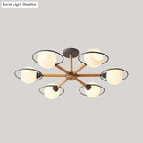 Nordic Style White Sphere Ceiling Light With Frosted Glass Shade - Elegant Dining Room Mount Ring