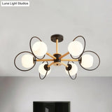 Nordic Style White Sphere Ceiling Light With Frosted Glass Shade - Elegant Dining Room Mount Ring