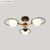 Nordic Style White Sphere Ceiling Light With Frosted Glass Shade - Elegant Dining Room Mount Ring