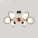 Nordic Style White Sphere Ceiling Light With Frosted Glass Shade - Elegant Dining Room Mount Ring
