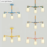 Nordic Style Wood & Glass Cylinder Chandelier With 3 Heads - Ideal Hanging Light For Hallway Or Kids