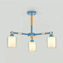Nordic Style Wood & Glass Cylinder Chandelier With 3 Heads - Ideal Hanging Light For Hallway Or Kids