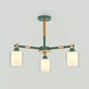 Nordic Style Wood & Glass Cylinder Chandelier With 3 Heads - Ideal Hanging Light For Hallway Or Kids
