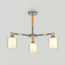 Nordic Style Wood & Glass Cylinder Chandelier With 3 Heads - Ideal Hanging Light For Hallway Or Kids