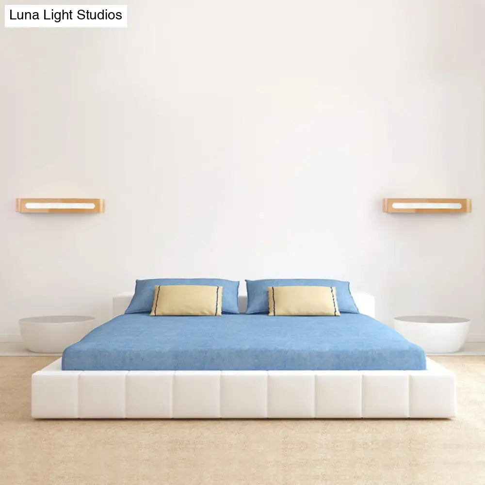 Nordic-Style Wood Wall Sconce With Led Bedside Lighting