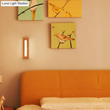 Nordic-Style Wood Wall Sconce With Led Bedside Lighting