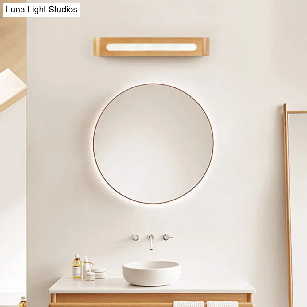 Nordic-Style Wood Wall Sconce With Led Bedside Lighting