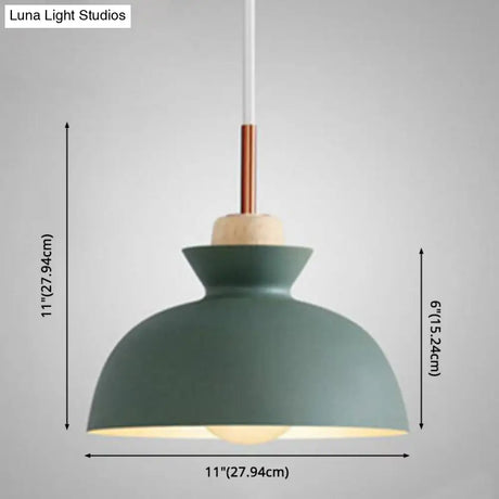 Nordic Style Wooden Pendant Lamp With Metal Frame - Perfect For Restaurants And Modern Homes