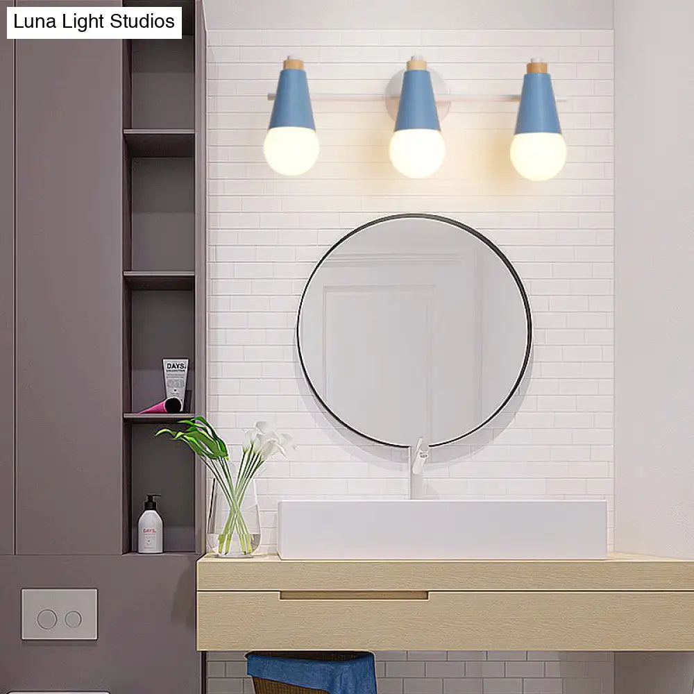 Nordic Stylish Metal Wall Light With 3-Bulb Sweet Cone Design For Study Room And Hallway