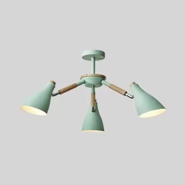 Nordic Stylish Rotatable Metal Chandelier With 3 Lights - Perfect For Dining Table Green