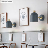 Nordic Stylish Sconce Light: Cup Shade Dining Room Wall Lamp With Macaron Color - Metal 1 Bulb