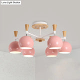 Nordic Suspension Light Chandelier - Stylish Metal Globe Shade Six Lights For Study Room