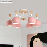 Nordic Suspension Light Chandelier - Stylish Metal Globe Shade Six Lights For Study Room