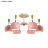 Nordic Suspension Light Chandelier - Stylish Metal Globe Shade Six Lights For Study Room