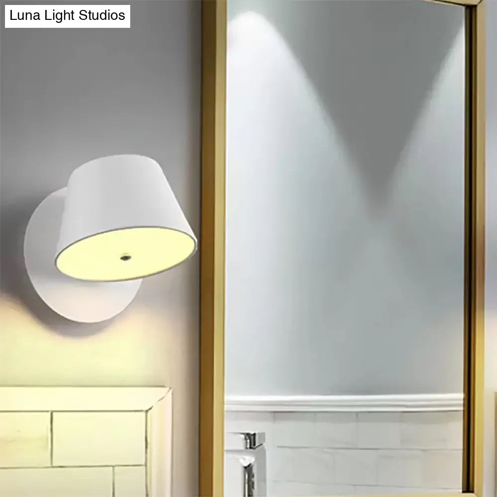 Nordic Tapered Shade Metal Wall Lamp In Black/White - Perfect For Bedroom And Study Room