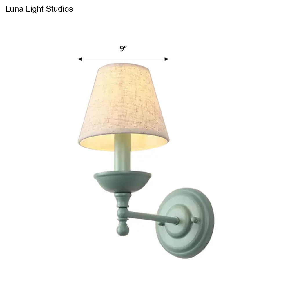 Nordic Tapered Wall Sconce In Green Metal With 1 Light