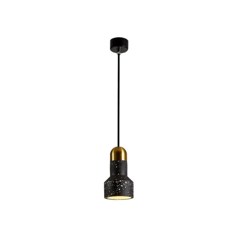 Nordic Terrazzo Pendant Lamp With Down Lighting And Flashlight Design Black